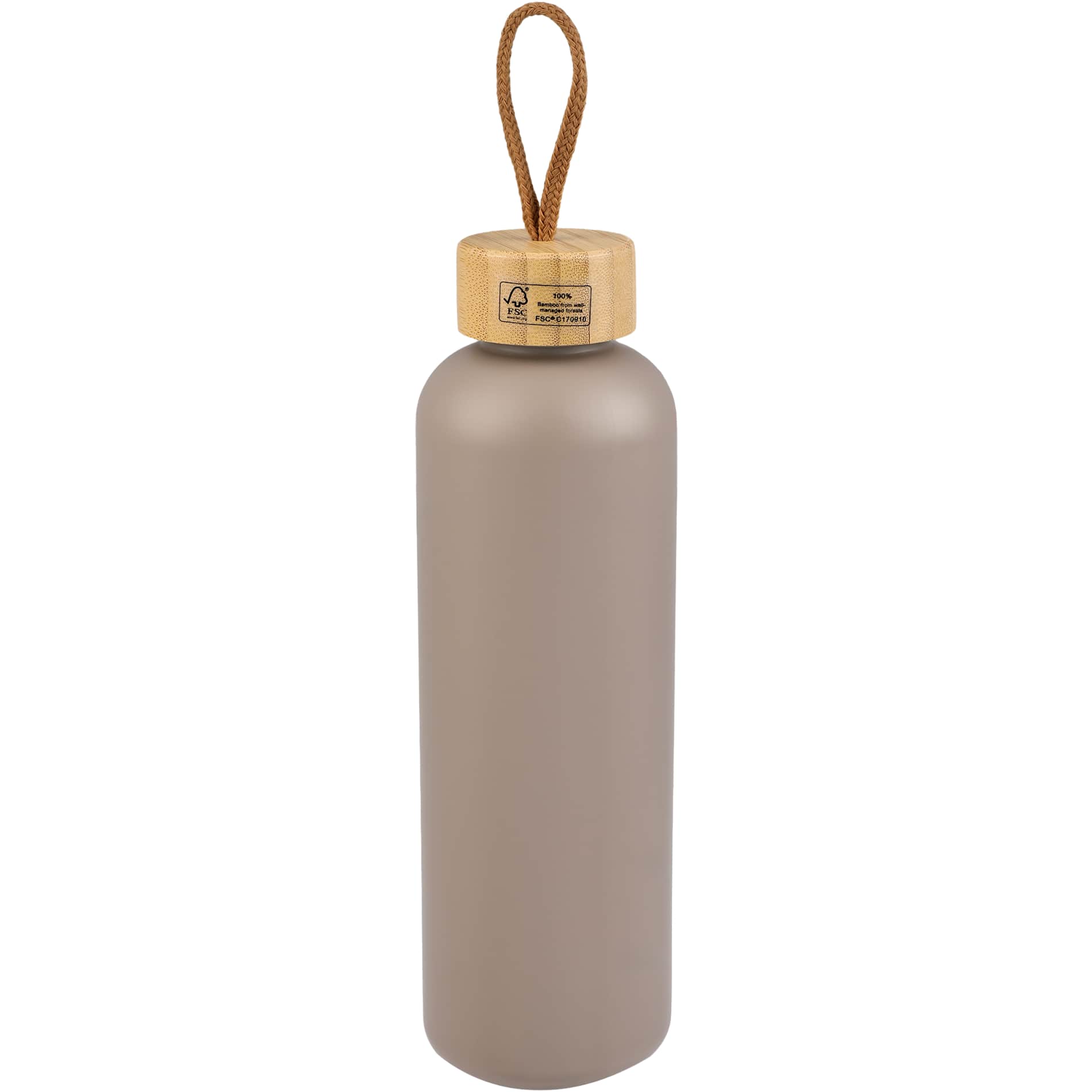 Rear View of Brown Tania Recycled Bottle w/ FSC® Bamboo Lid 26oz