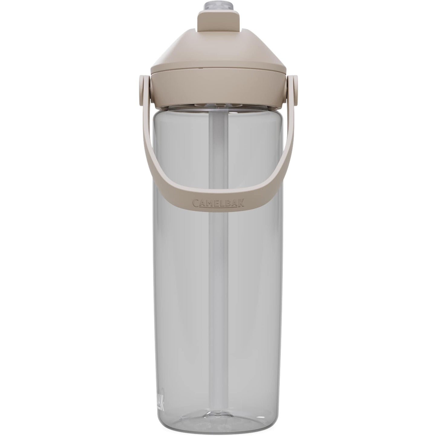 Rear View of Clear CamelBak Thrive Flip Straw 20oz Bottle Tritan Rene plain