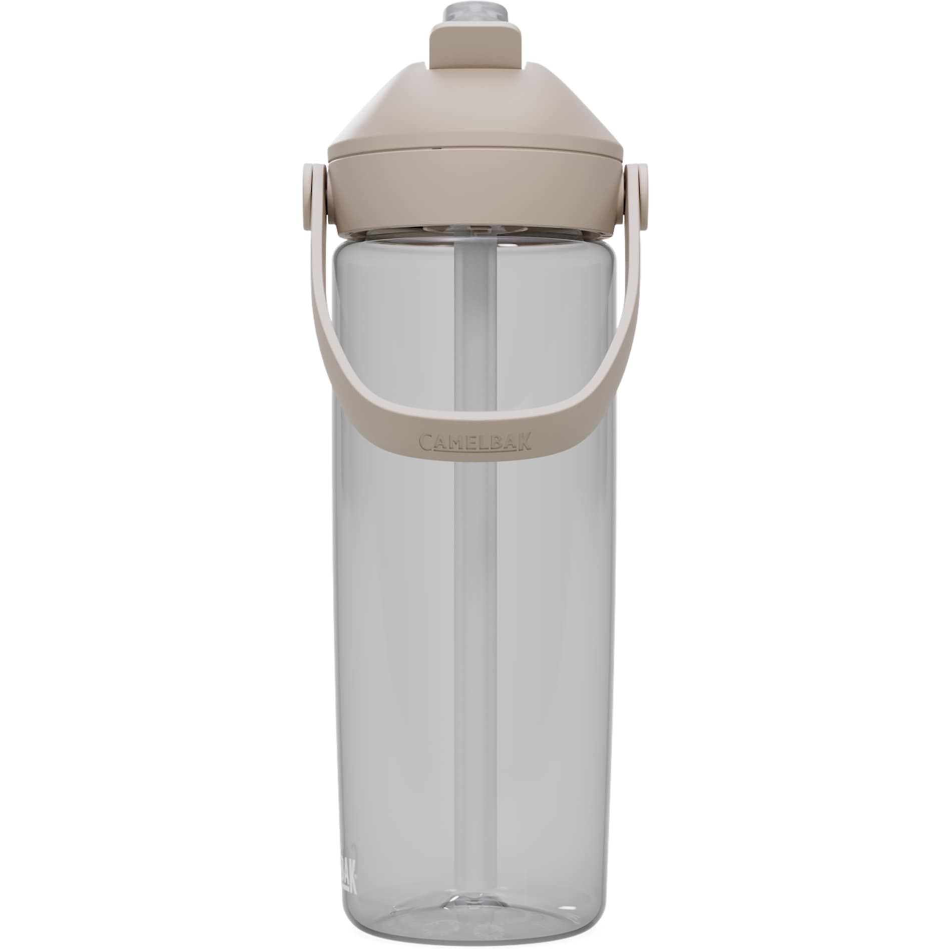 Rear View of Clear CamelBak Thrive Flip Straw 20oz Bottle Tritan Rene plain