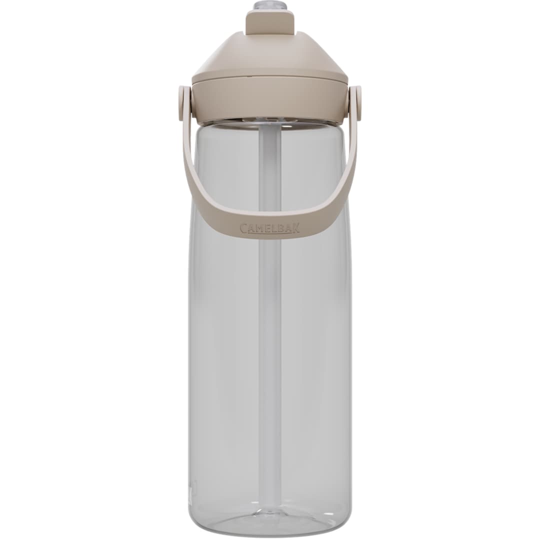 Rear View of Clear CamelBak Thrive Flip Straw 25oz Bottle Tritan Rene plain
