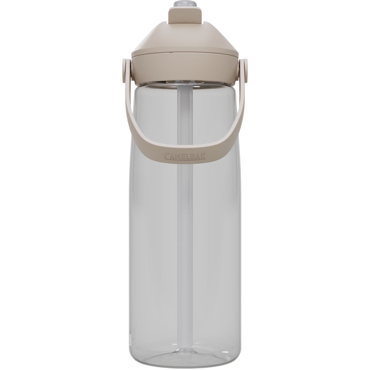 Rear View of Clear CamelBak Thrive Flip Straw 25oz Bottle Tritan Rene plain