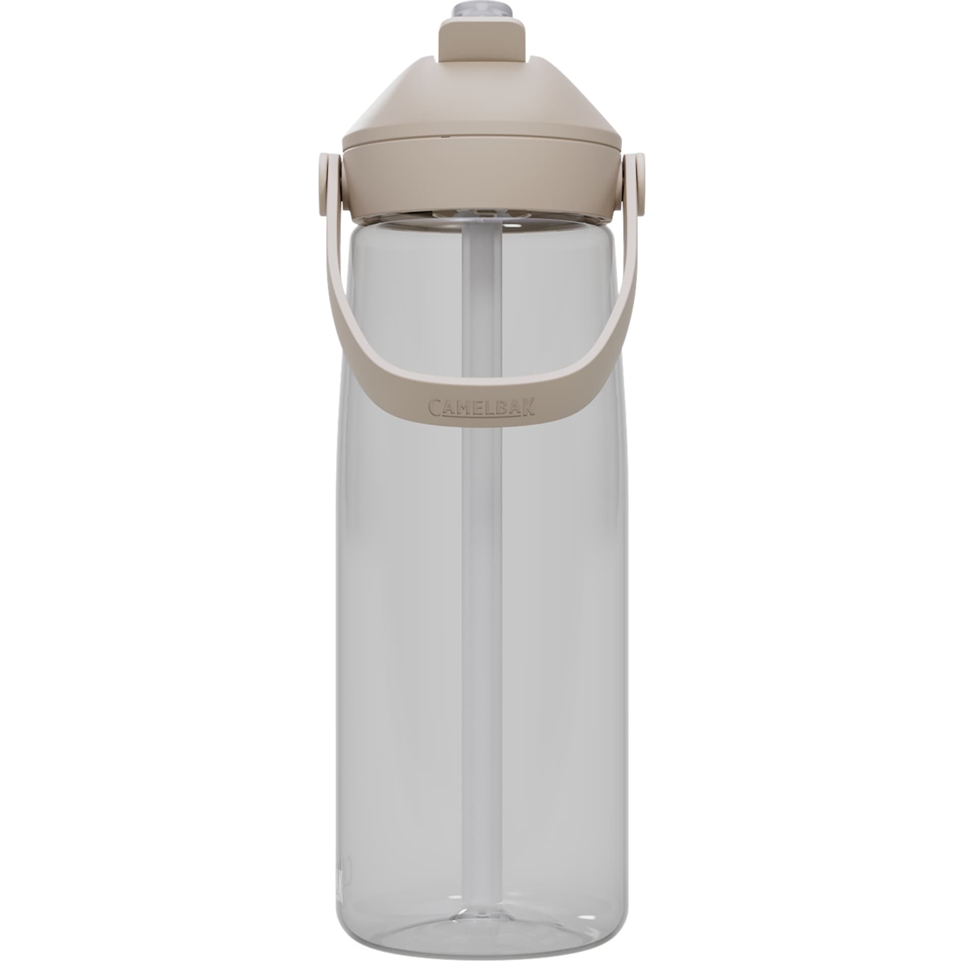 Rear View of Clear CamelBak Thrive Flip Straw 25oz Bottle Tritan Rene plain
