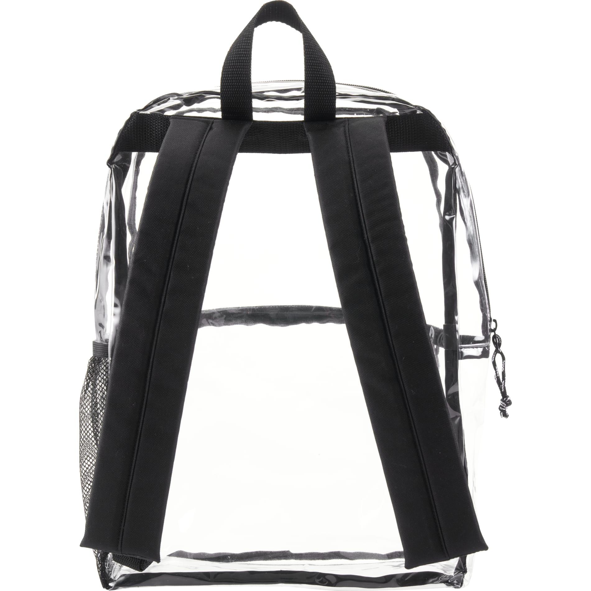 Rear View of Clear Lucent Deluxe Clear PVC Backpack plain