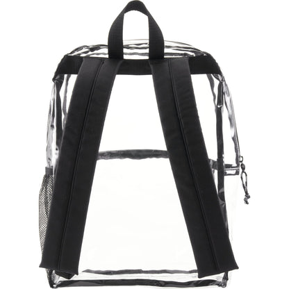 Rear View of Clear Lucent Deluxe Clear PVC Backpack plain