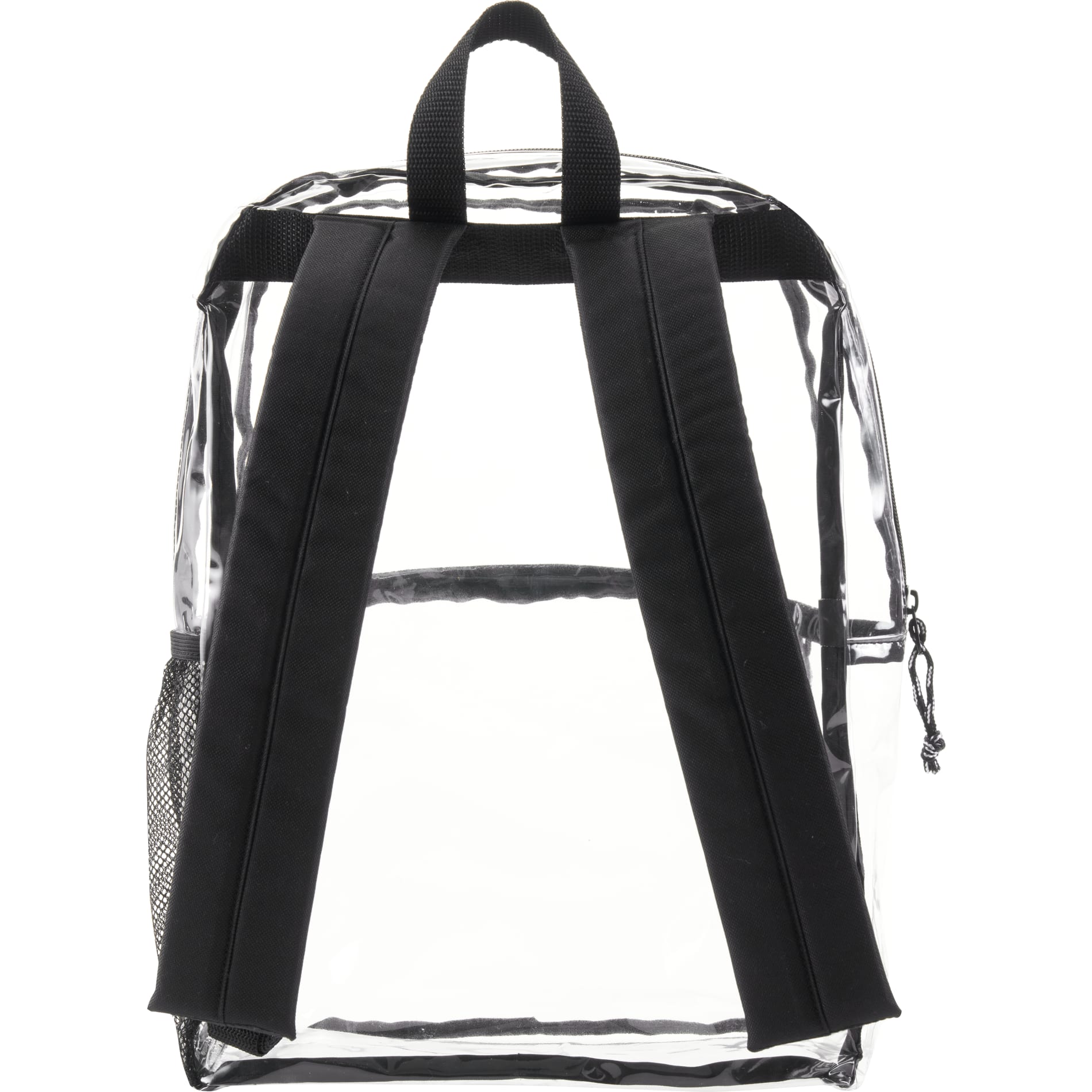 Rear View of Clear Vue Clear PVC Backpack plain