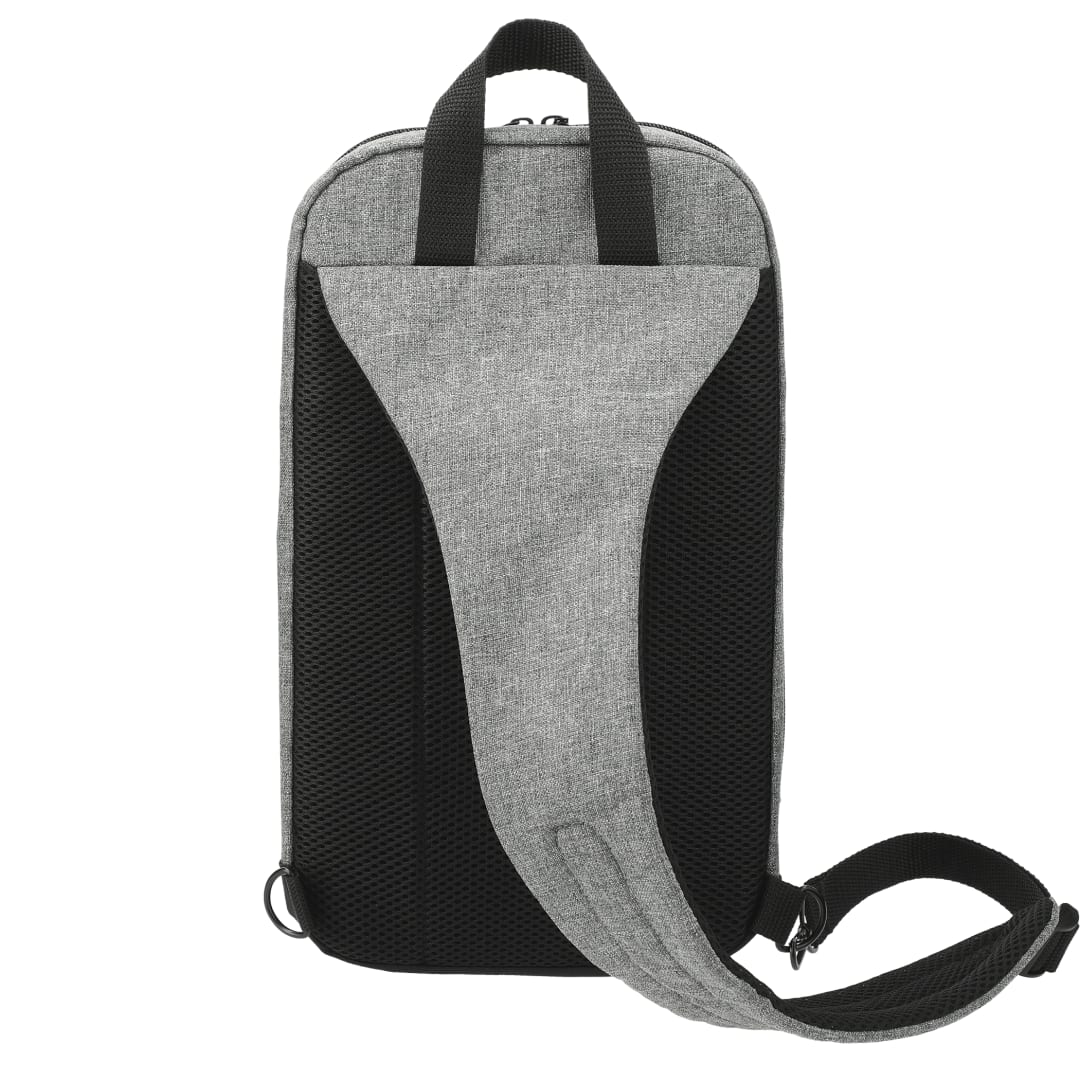 Rear View of Gray Graphite Deluxe Recycled Sling Backpack