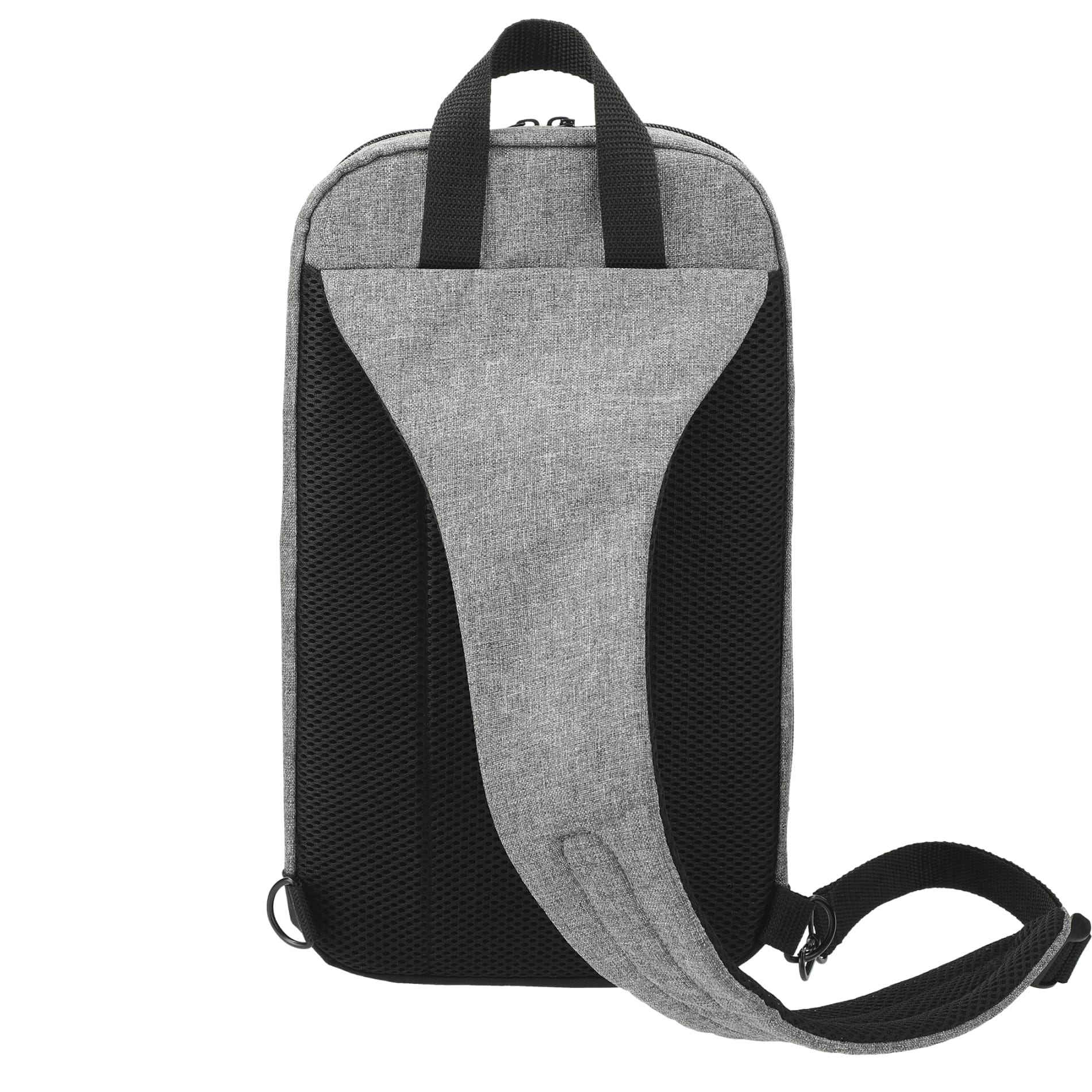 Rear View of Gray Graphite Deluxe Recycled Sling Backpack