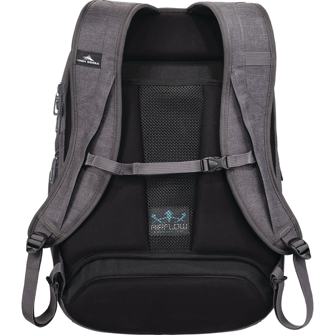 Rear View of Gray High Sierra 17" Computer UBT Deluxe Backpack