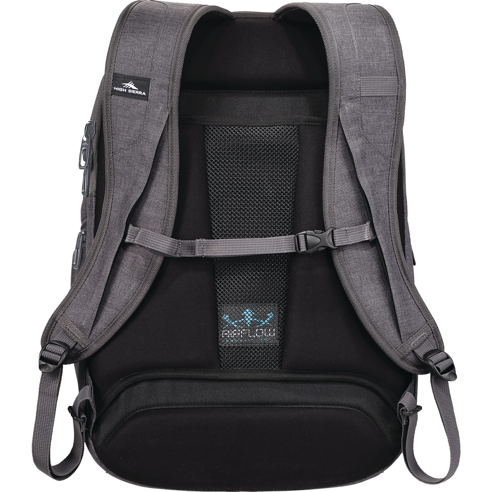 Rear View of Gray High Sierra 17" Computer UBT Deluxe Backpack