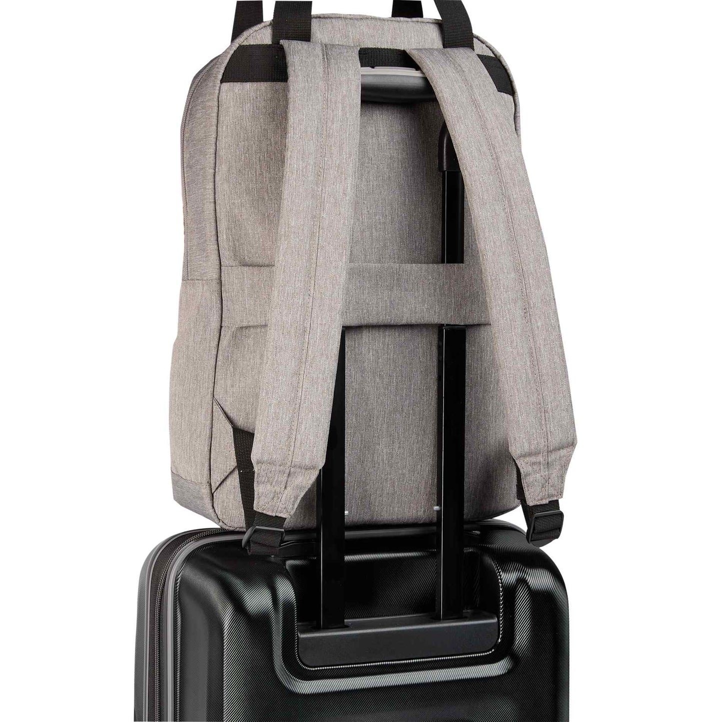 Rear View of Gray Lanier Recycled 15" Laptop Backpack plain