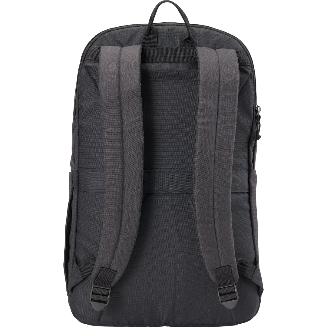 Rear View of Gray Merchant & Craft Recycled 17" Laptop Backpack plain