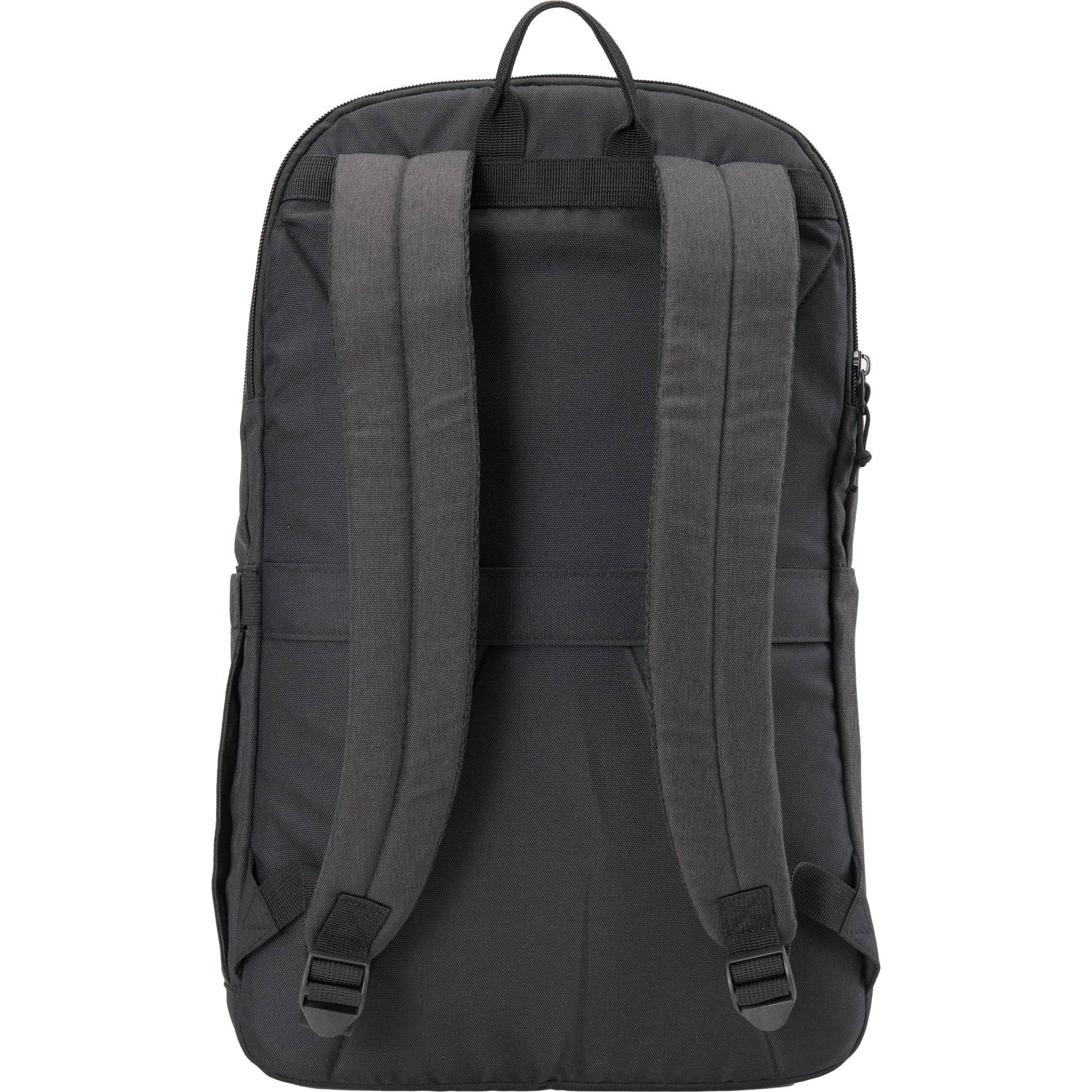 Rear View of Gray Merchant & Craft Recycled 17" Laptop Backpack plain