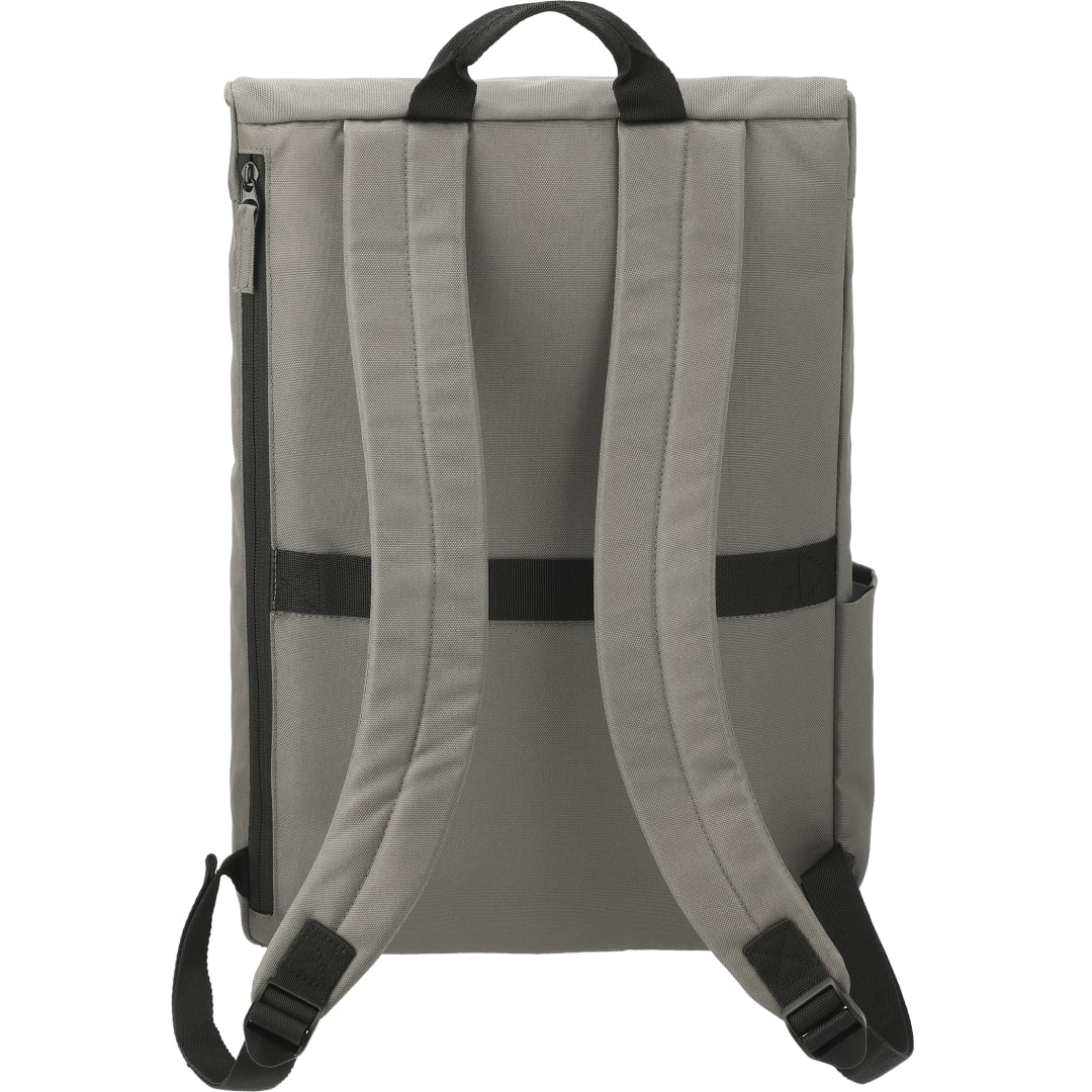 Rear View of Gray Merritt Recycled 15" Computer Backpack