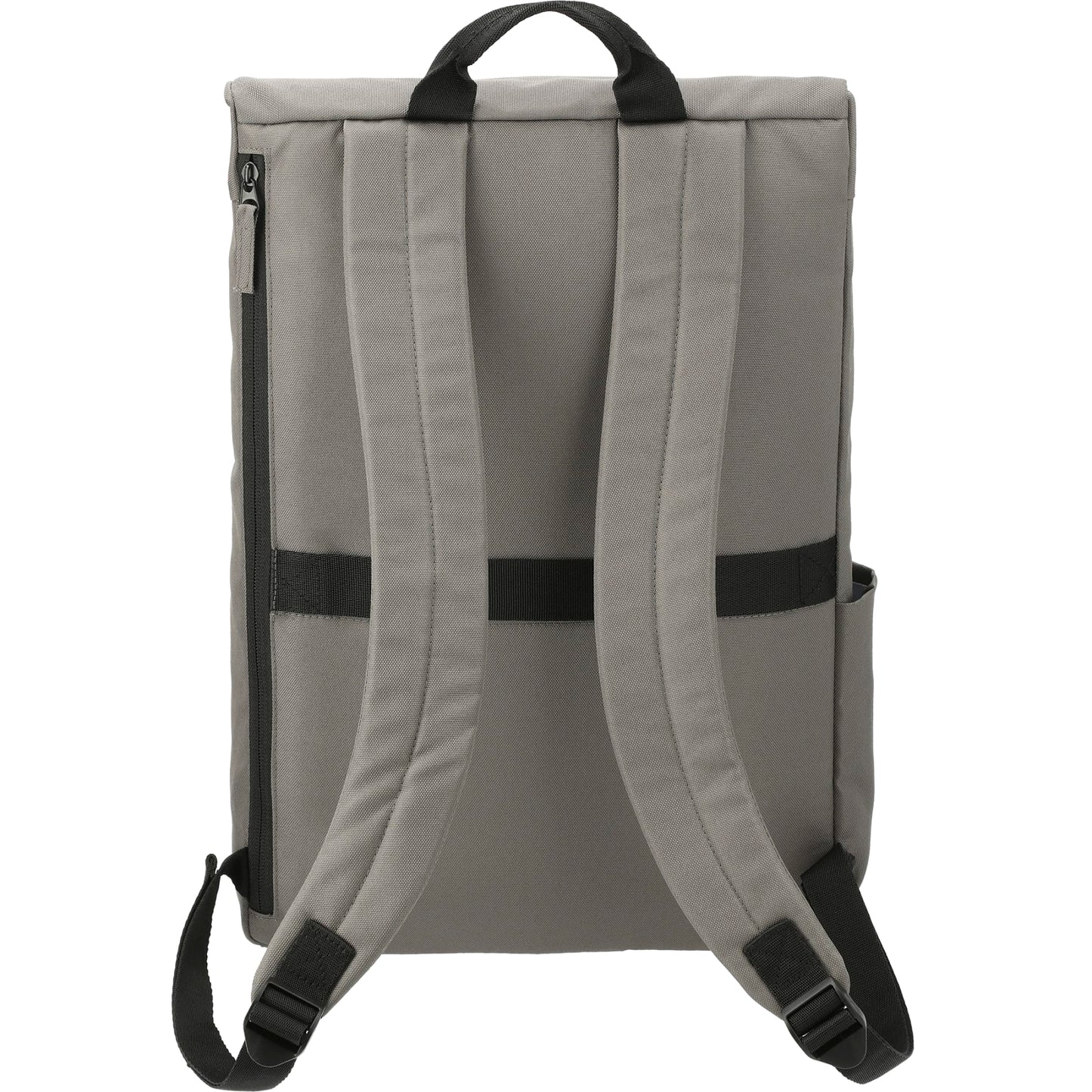 Rear View of Gray Merritt Recycled 15" Computer Backpack
