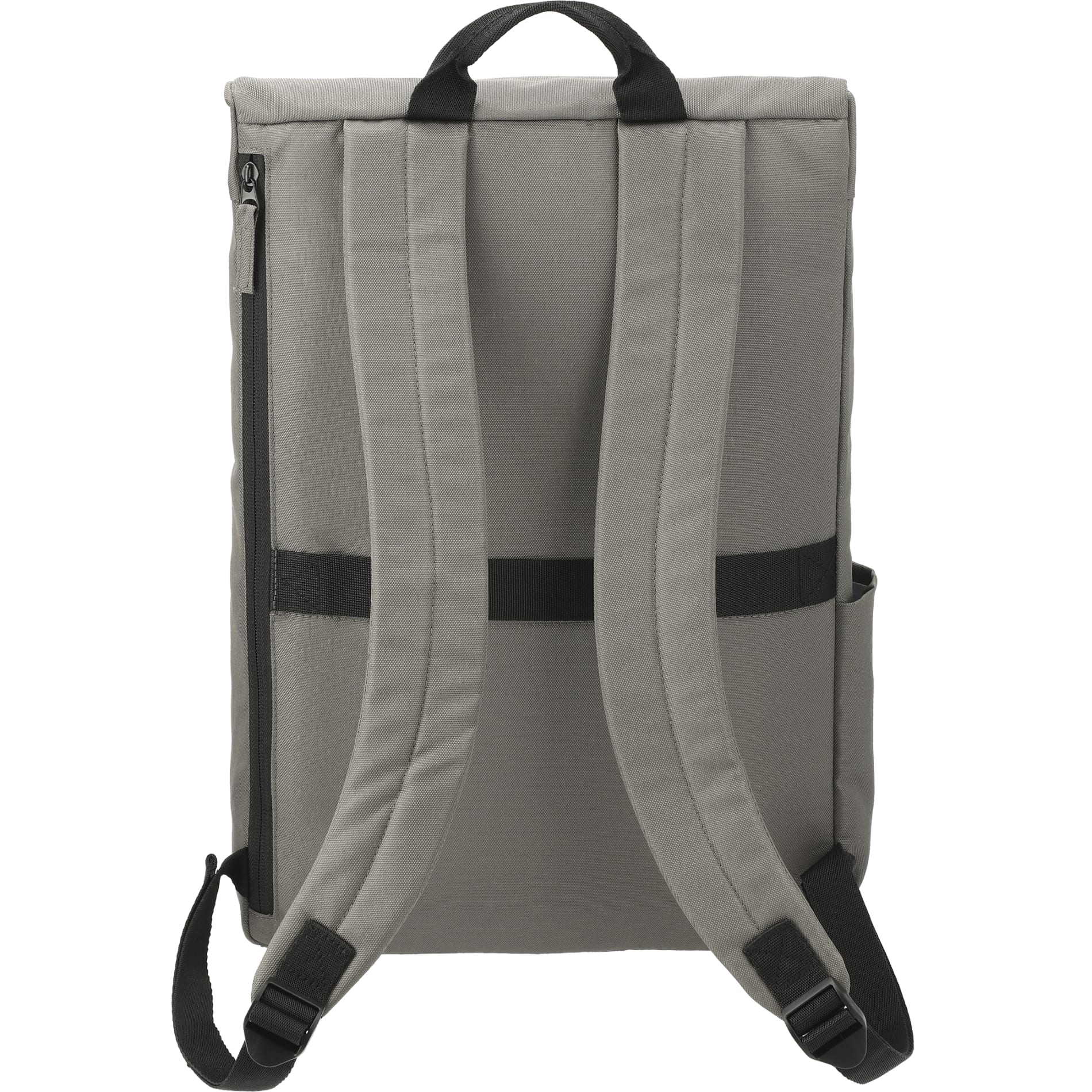 Rear View of Gray Merritt Recycled 15" Computer Backpack