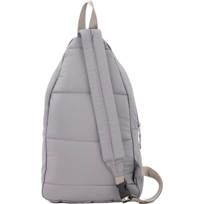 Rear View of Gray Puffer Recycled Sling Backpack plain