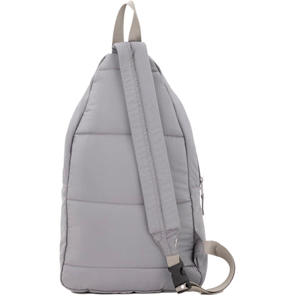 Rear View of Gray Puffer Recycled Sling Backpack plain