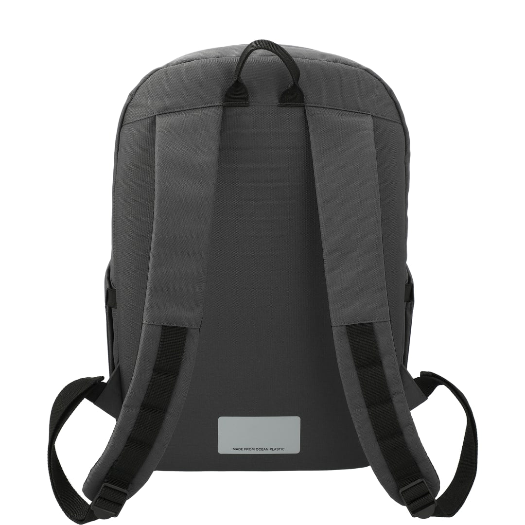 Rear View of Gray Repreve® Ocean Commuter 15" Computer Backpack