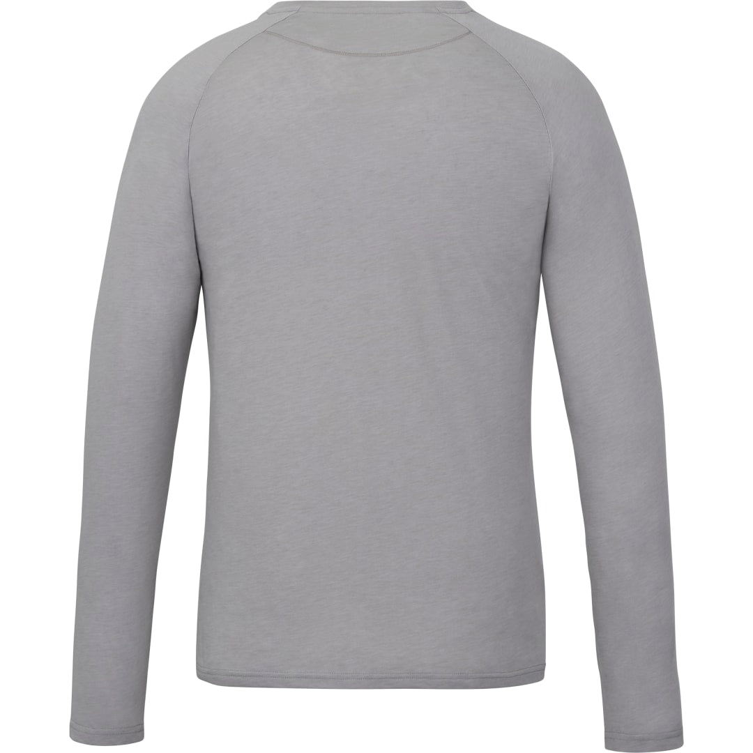 Rear View of Gray tentree TreeBlend Classic Henley Longsleeve - Men's plain