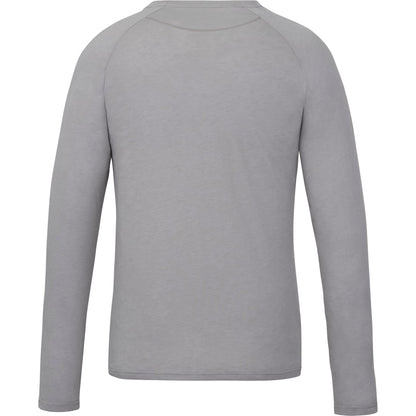 Rear View of Gray tentree TreeBlend Classic Henley Longsleeve - Men's plain