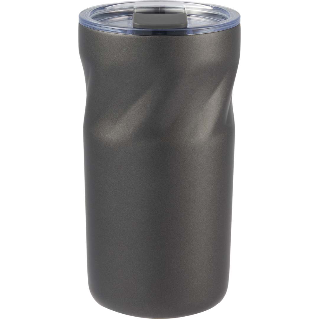 Rear View of Gray Thalia 16oz Vacuum Tumbler
