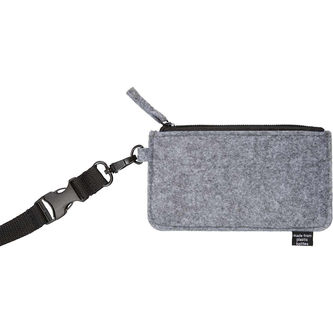 Rear View of Gray THE GOODS™ Recycled Felt Lanyard Wallet