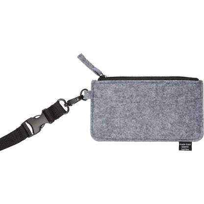 Rear View of Gray THE GOODS™ Recycled Felt Lanyard Wallet