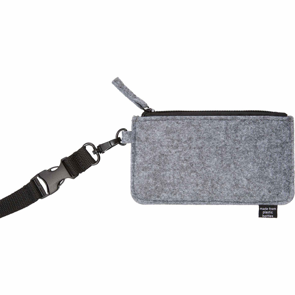 Rear View of Gray THE GOODS™ Recycled Felt Lanyard Wallet