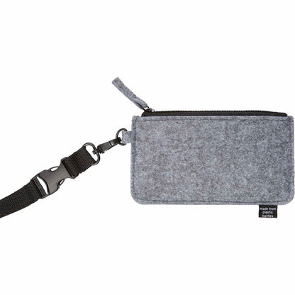 Rear View of Gray THE GOODS™ Recycled Felt Lanyard Wallet