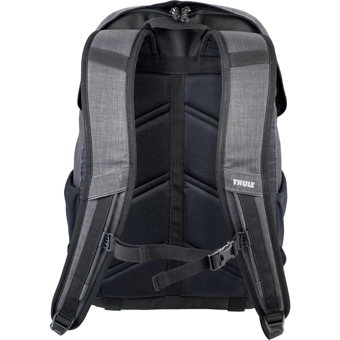 Rear View of Gray Thule Stravan 15" Laptop Backpack