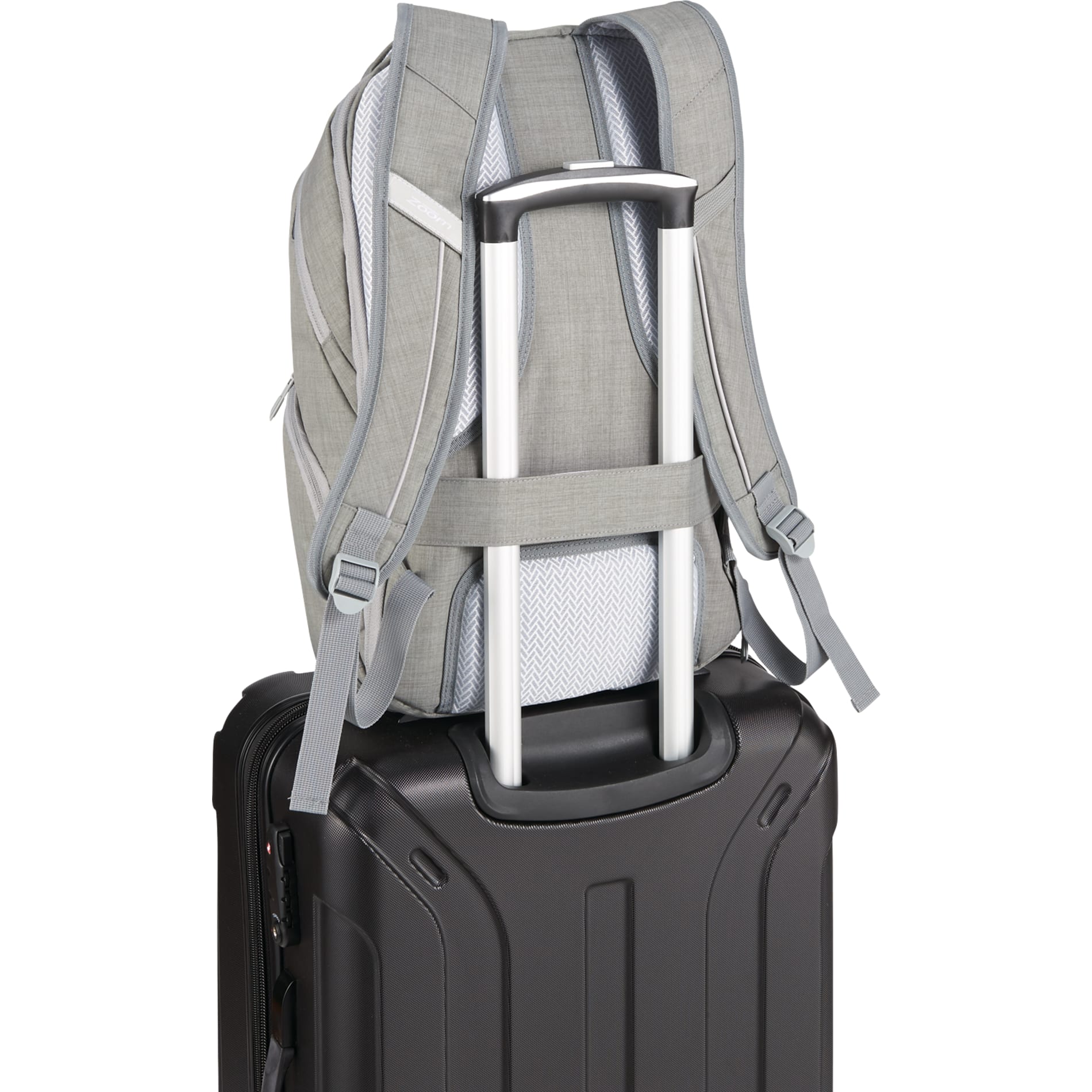 Rear View of Gray Zoom Grid 15" TSA Computer Backpack