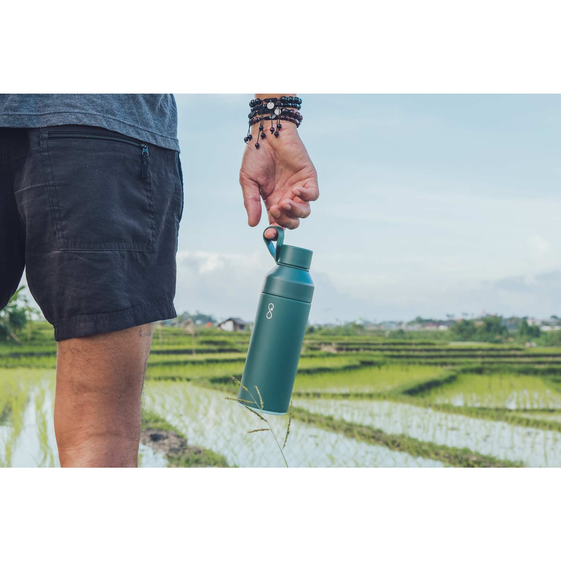Rear View of Green Ocean Bottle Original 500ml