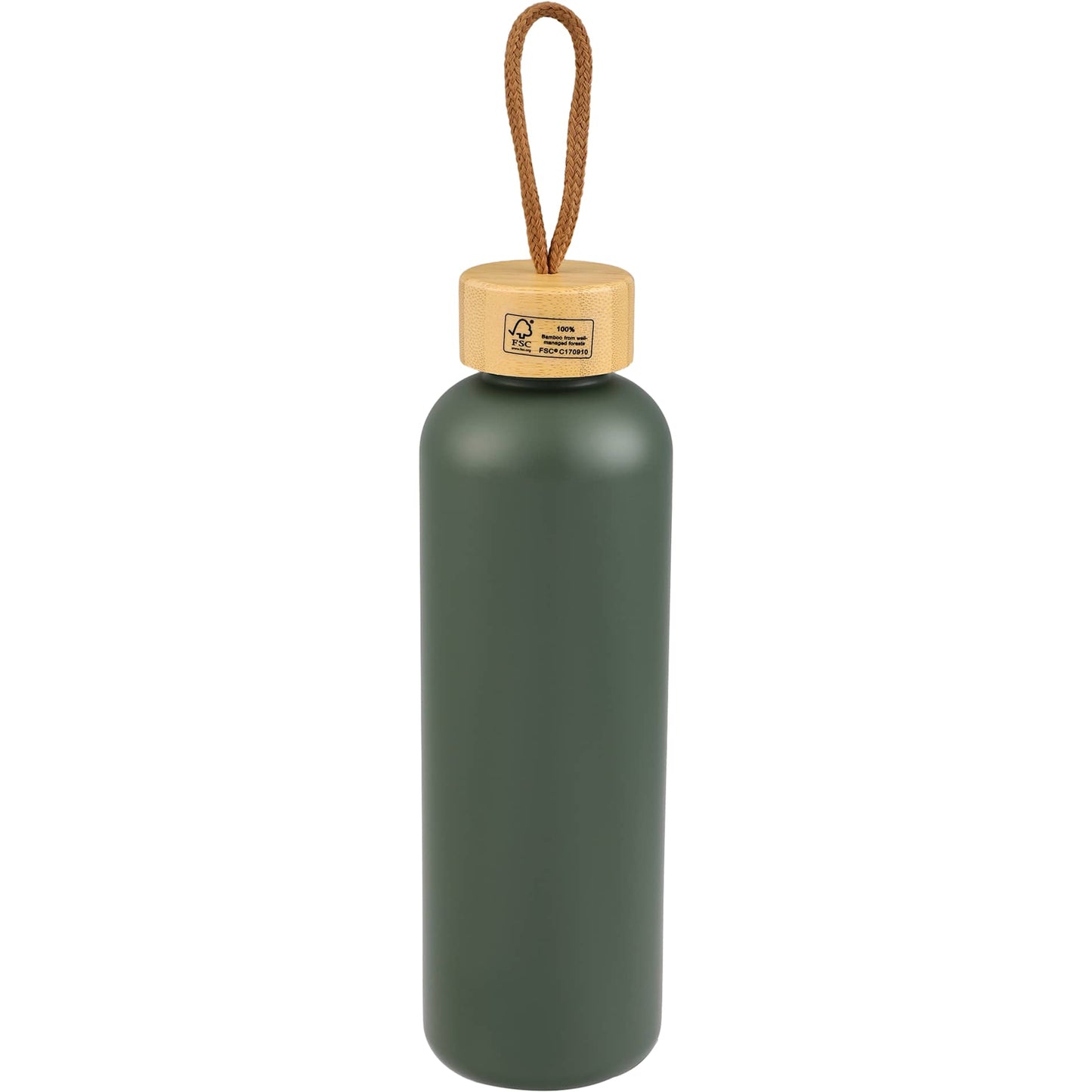 Rear View of Green Tania Recycled Bottle w/ FSC® Bamboo Lid 26oz