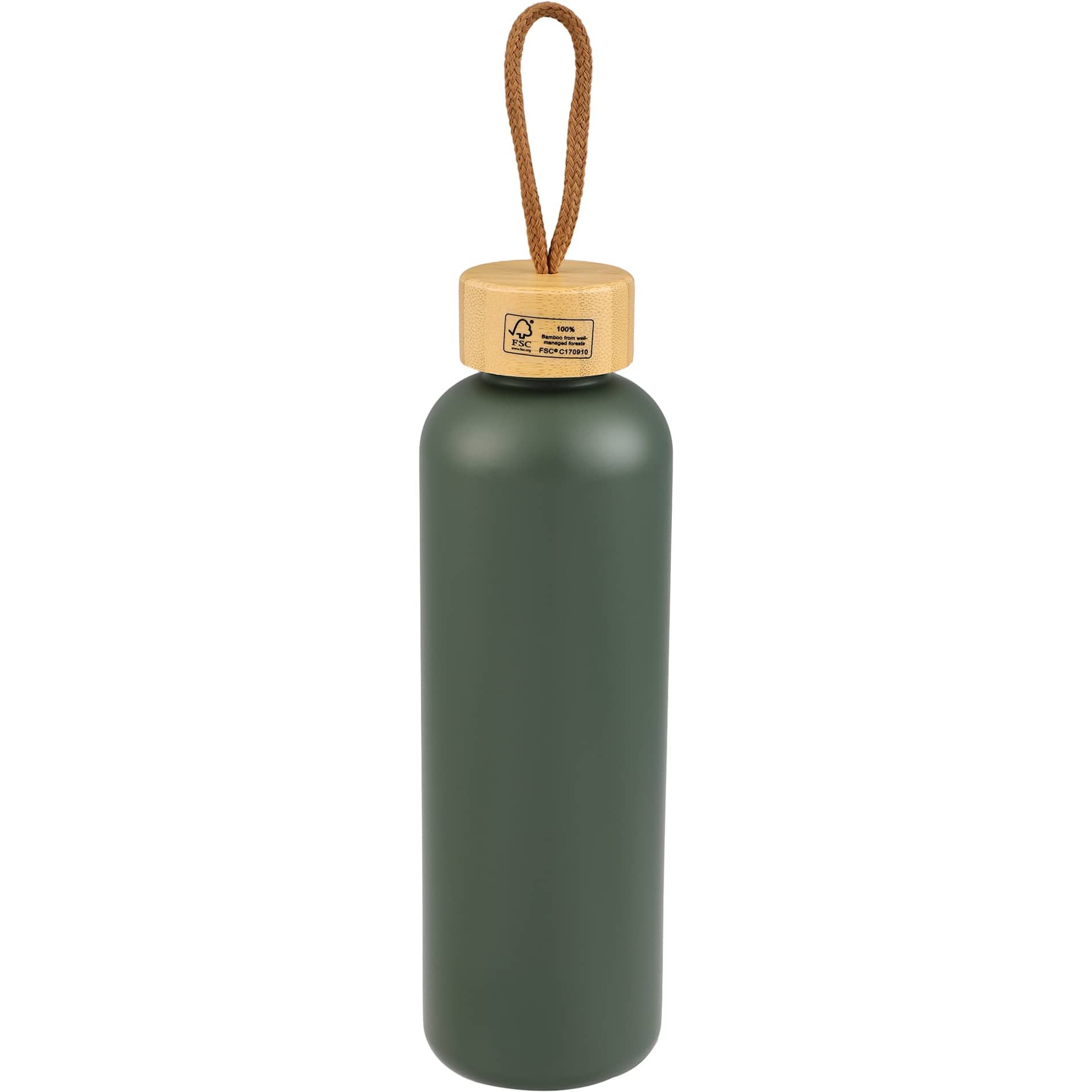 Rear View of Green Tania Recycled Bottle w/ FSC® Bamboo Lid 26oz