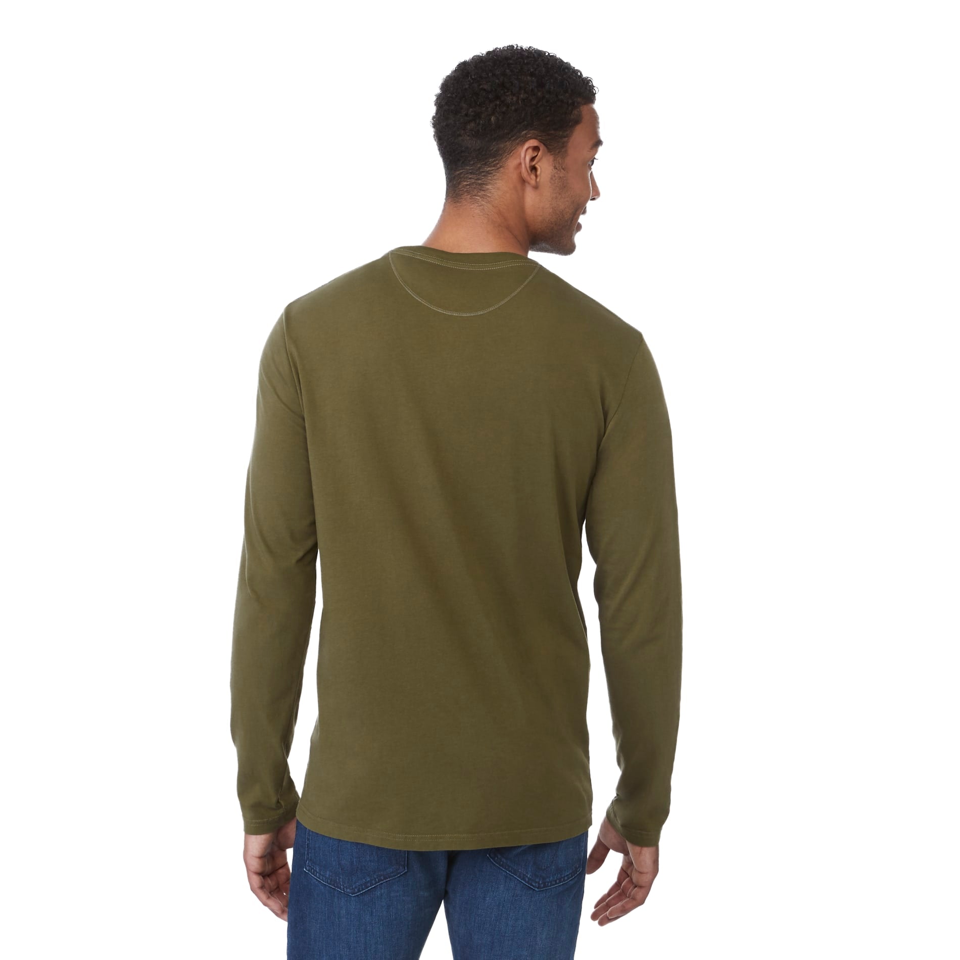 Rear View of Green tentree Organic Cotton Longsleeve Tee - Men's