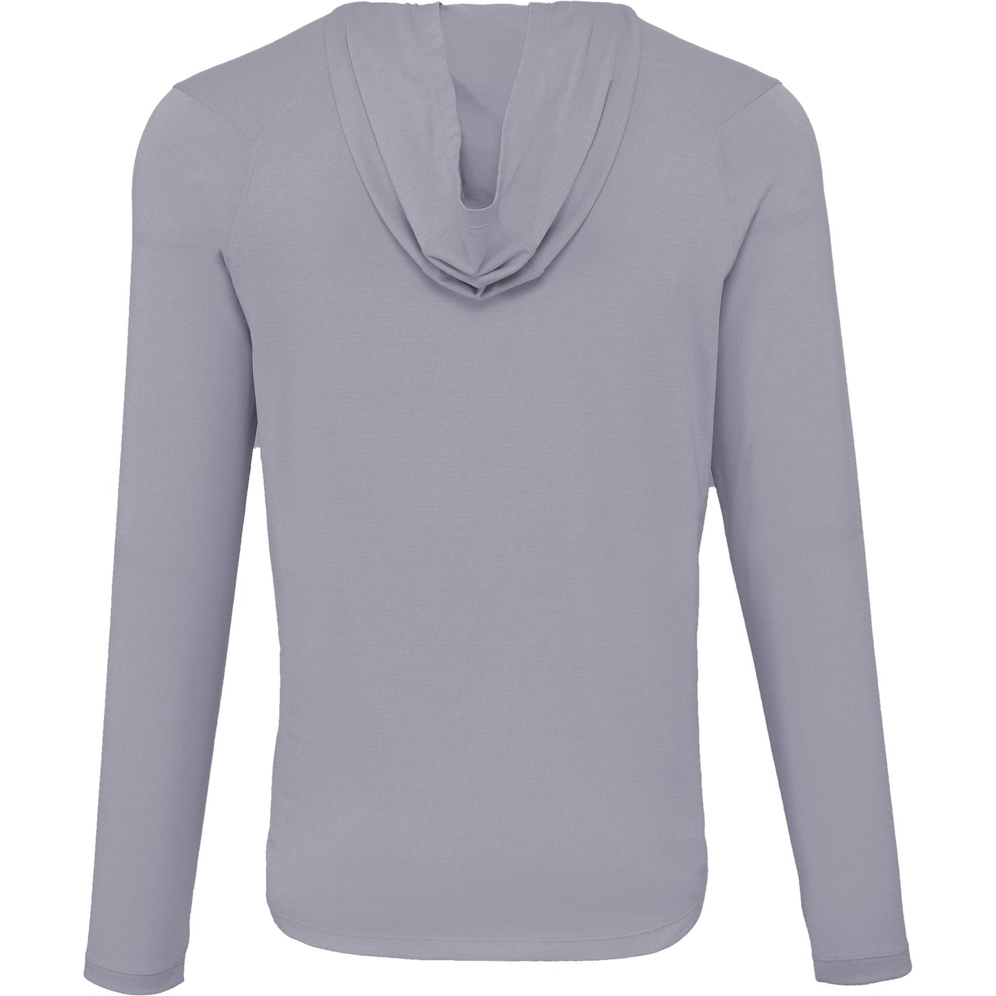Rear View of Grey IZU Everthing Performance Hoodie - Men's plain