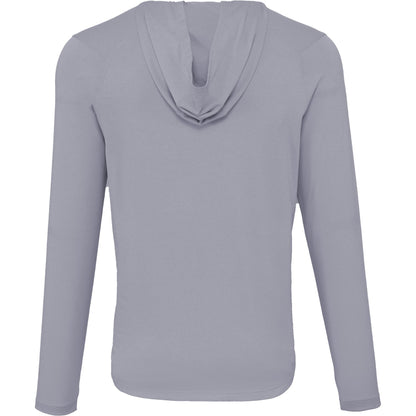 Rear View of Grey IZU Everthing Performance Hoodie - Men's plain