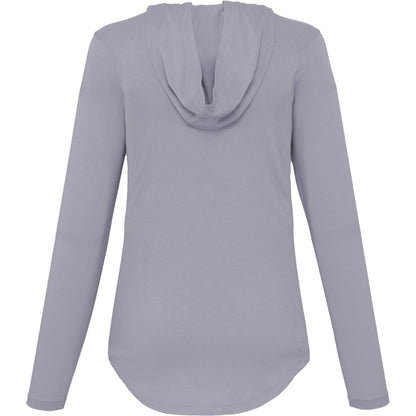 Rear View of Grey IZU Everything Performance Hoodie - Women's plain