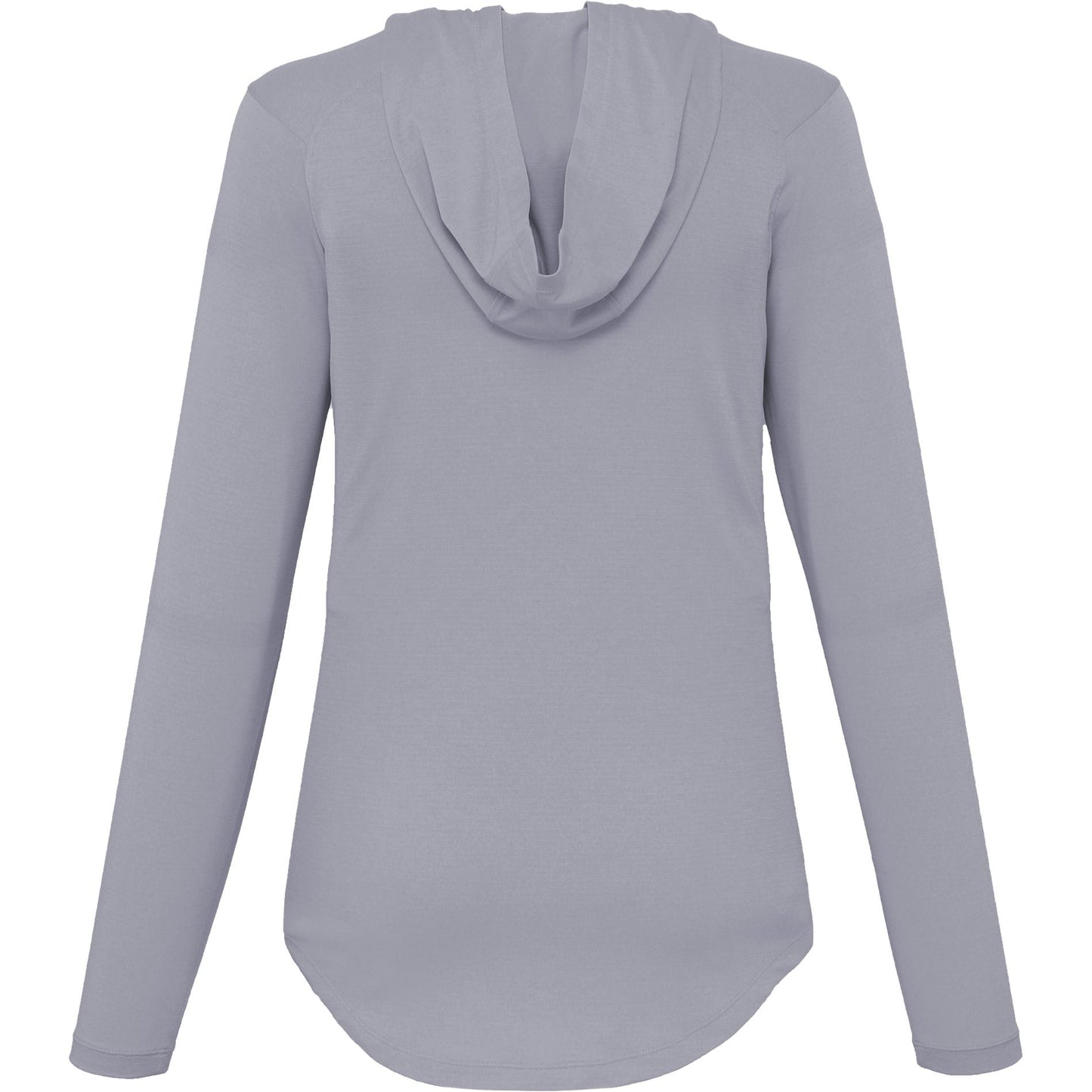 Rear View of Grey IZU Everything Performance Hoodie - Women's plain
