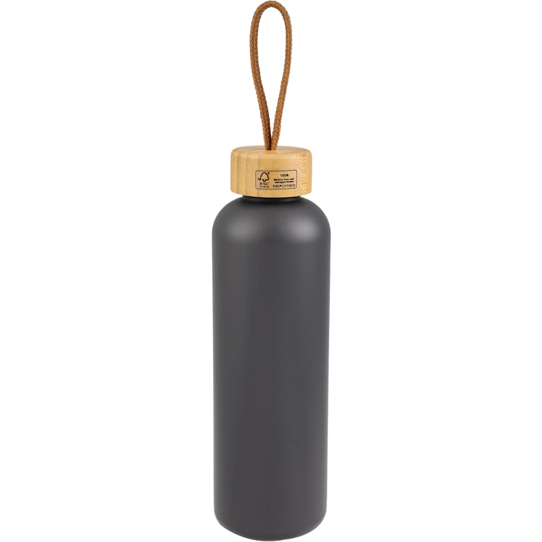 Rear View of Grey Tania Recycled Bottle w/ FSC® Bamboo Lid 26oz
