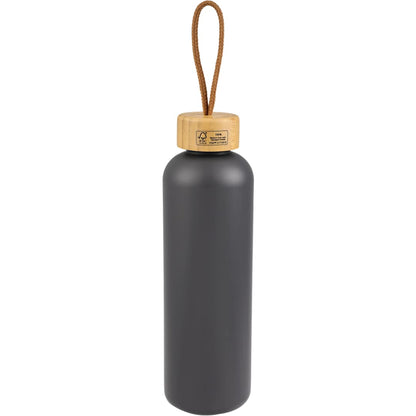 Rear View of Grey Tania Recycled Bottle w/ FSC® Bamboo Lid 26oz