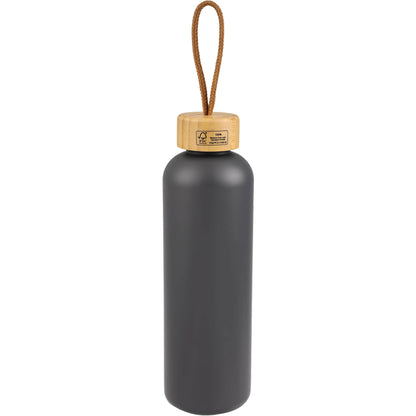 Rear View of Grey Tania Recycled Bottle w/ FSC® Bamboo Lid 26oz