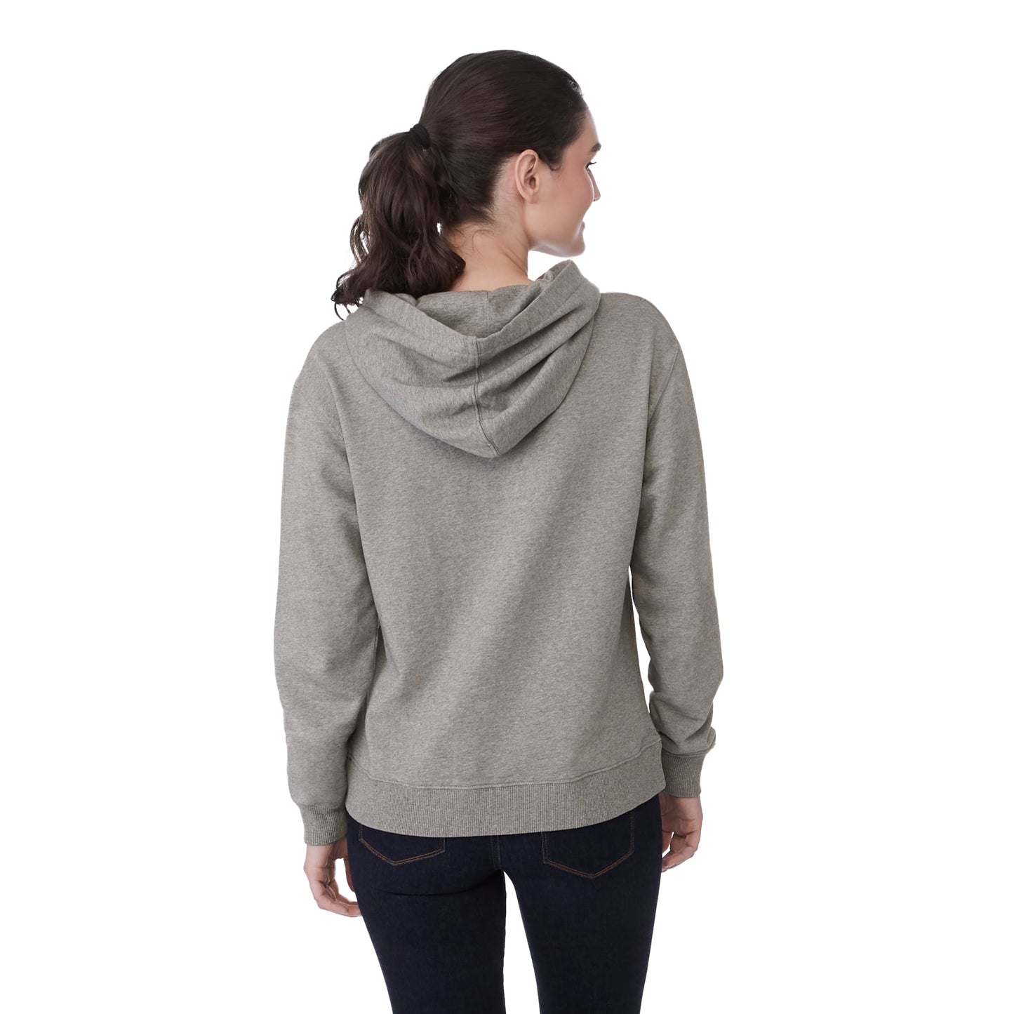 Rear View of Grey tentree Organic Cotton Classic Hoodie - Women's