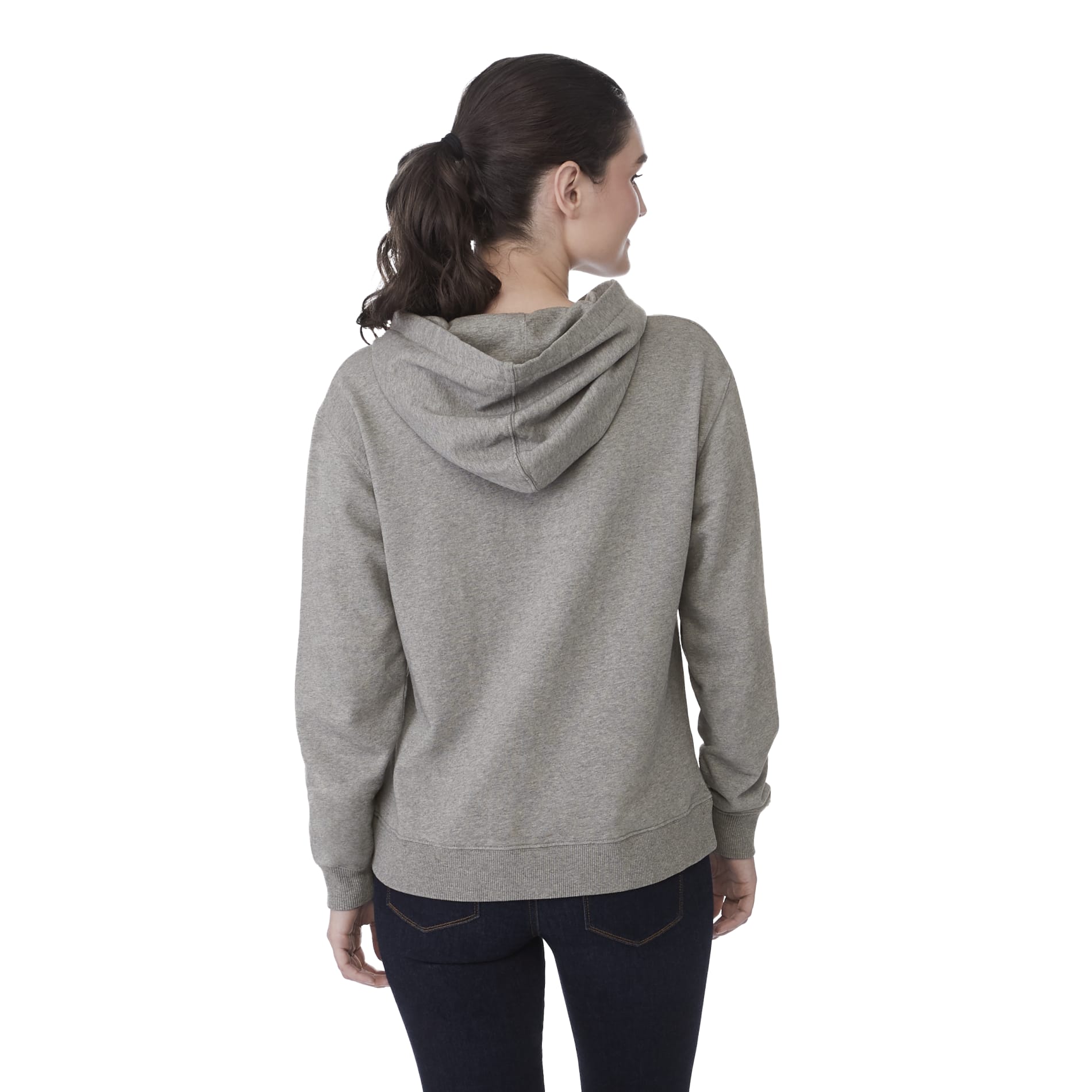 Rear View of Grey tentree Organic Cotton Classic Hoodie - Women's