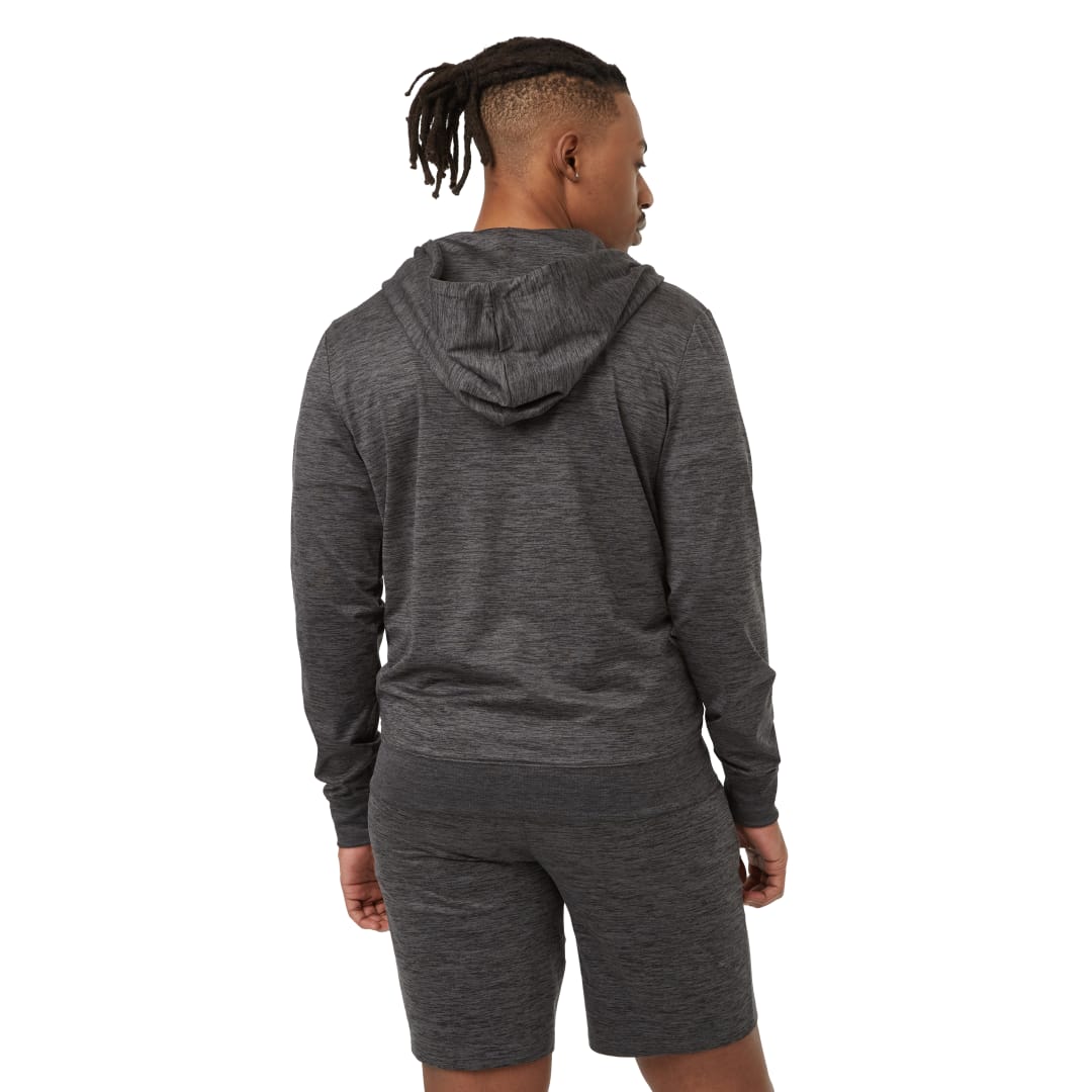 Rear View of Grey tentree Stretch Knit Zip Up - Men's plain