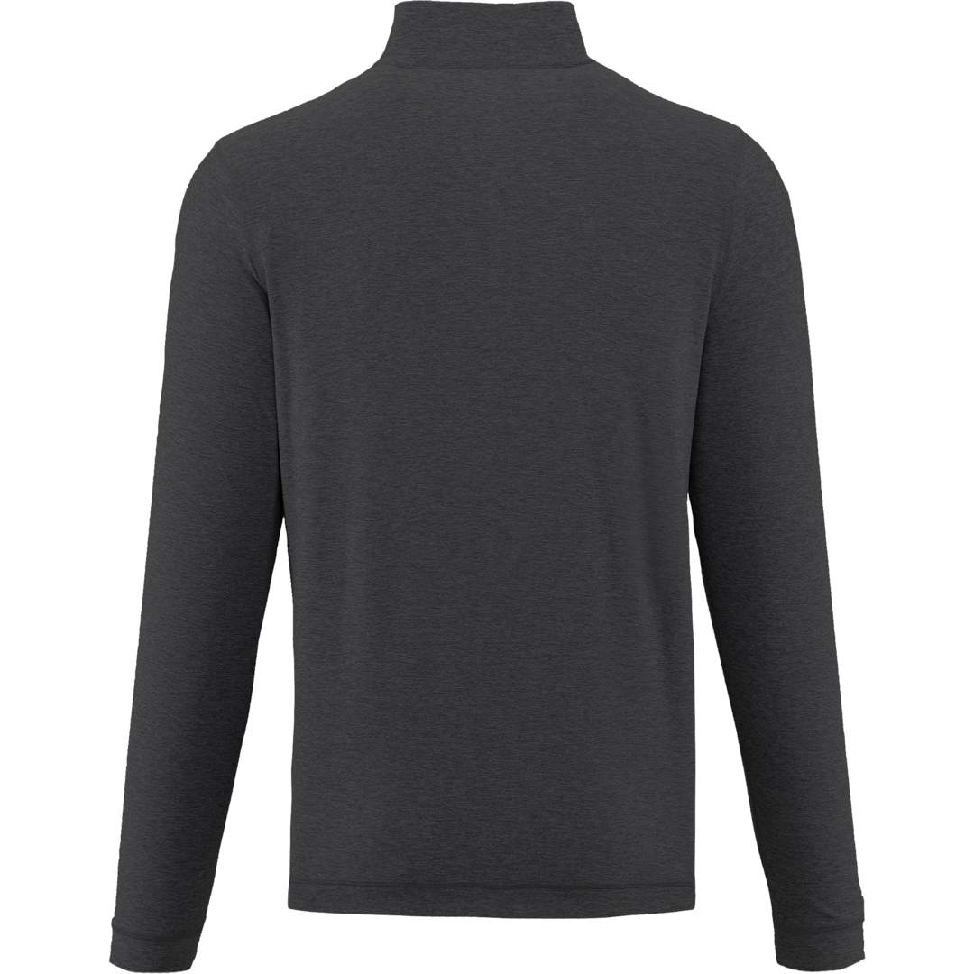 Rear View of Grey WELLABLE Men's Knit 1/4 Zip plain