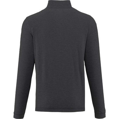 Rear View of Grey WELLABLE Men's Knit 1/4 Zip plain