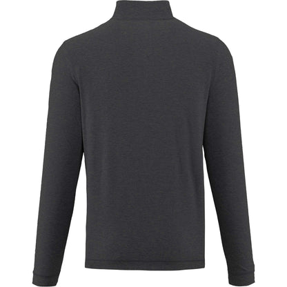 Rear View of Grey WELLABLE Men's Knit 1/4 Zip plain