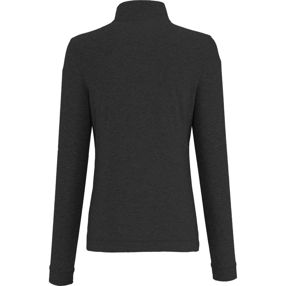 Rear View of Grey WELLABLE Women's Knit 1/4 Zip plain