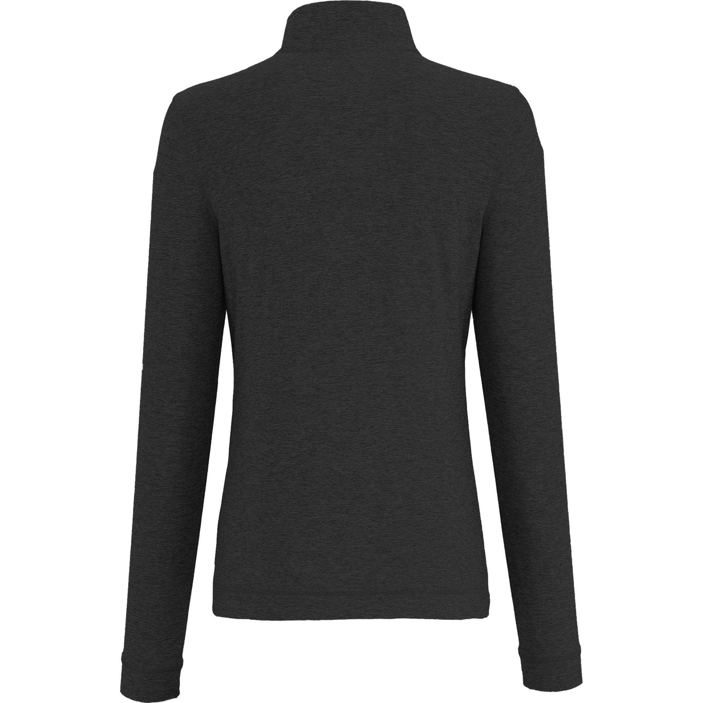 Rear View of Grey WELLABLE Women's Knit 1/4 Zip plain